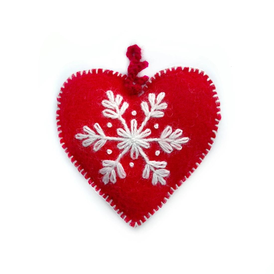 Embroidered Heart Felt Wool Ornament