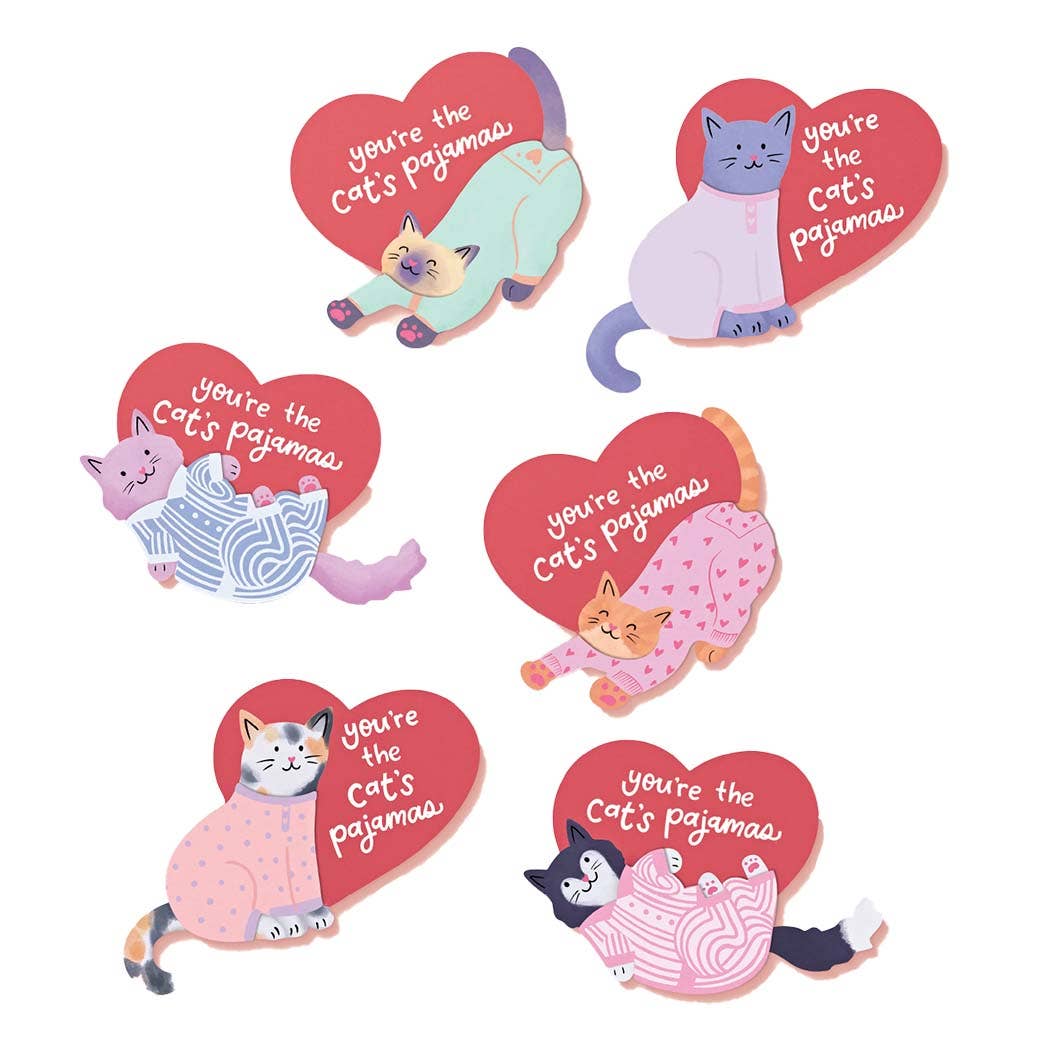 Cat's Pajamas Valentines- Makes 24 Cards