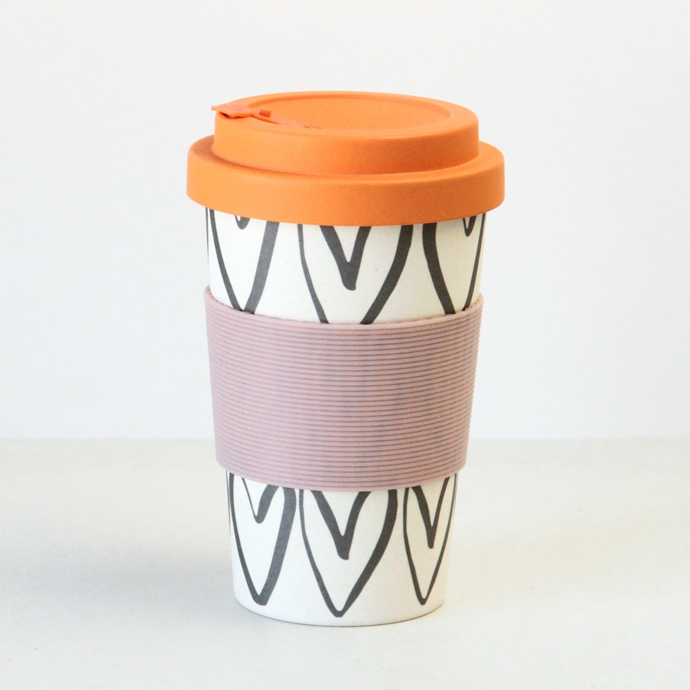 Hearts Outline Bamboo Coffee Cup