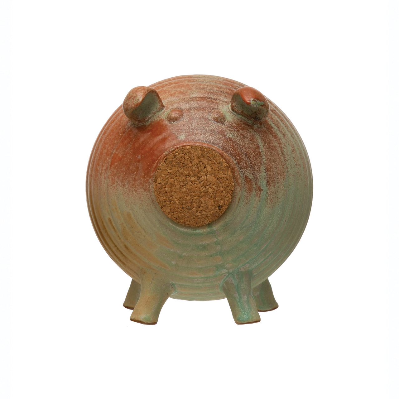 Stoneware and Cork Piggy Bank, Reactive Glaze