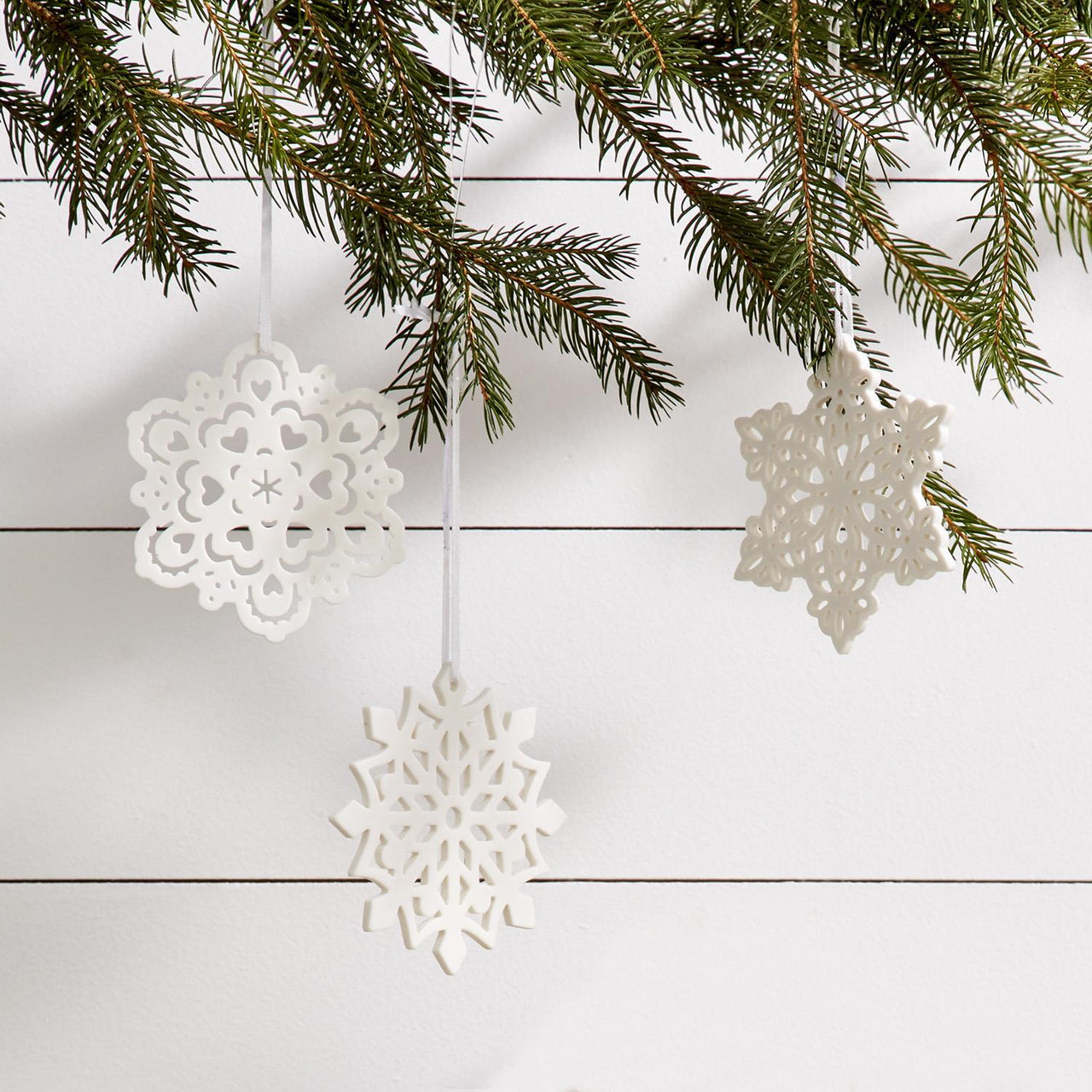 Snow White Snowflake Ornament - Porcelain