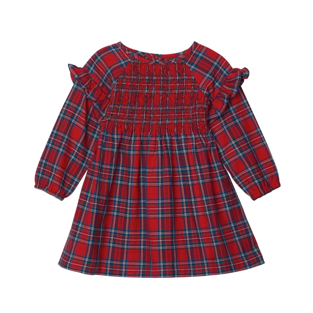 Holiday Plaid Baby Smocked Party Dress