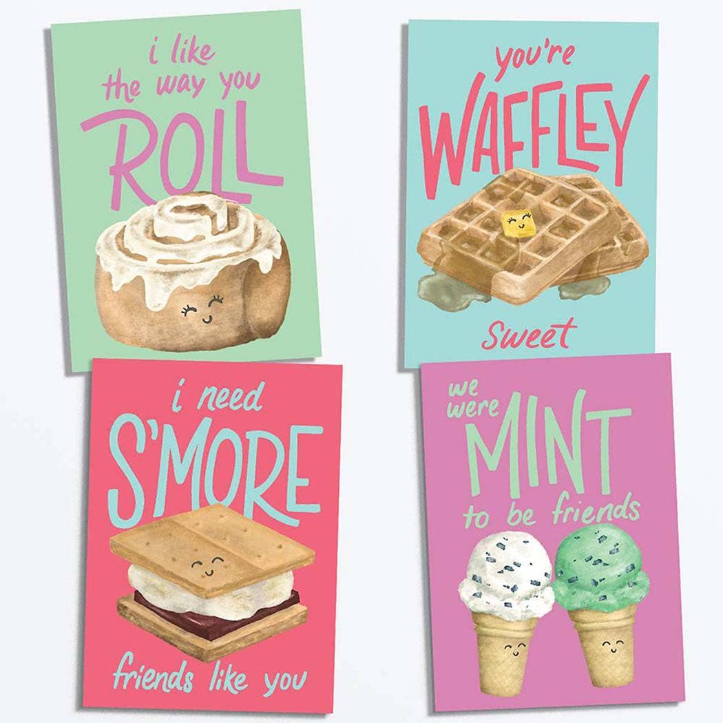 Sweet Foods Valentines- Set of 28 Assorted Cards