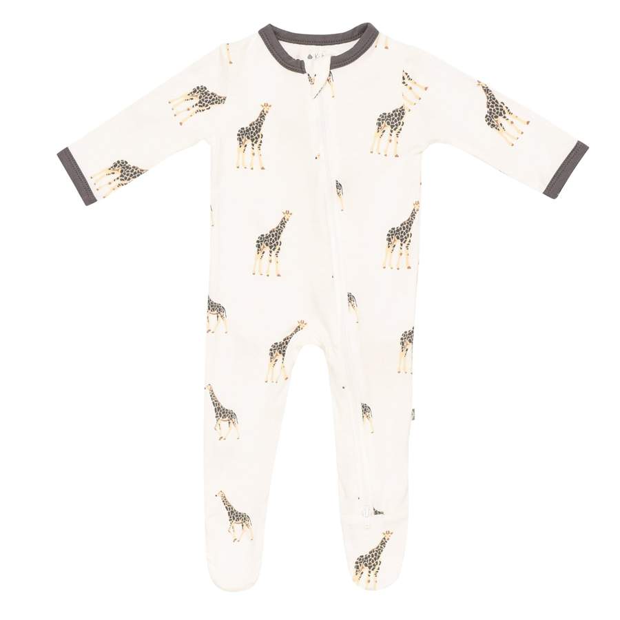 Printed Zippered Footie - Giraffe