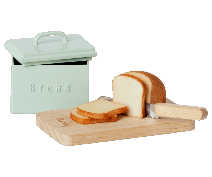 Miniature Bread box with cutting board and knife - Maileg